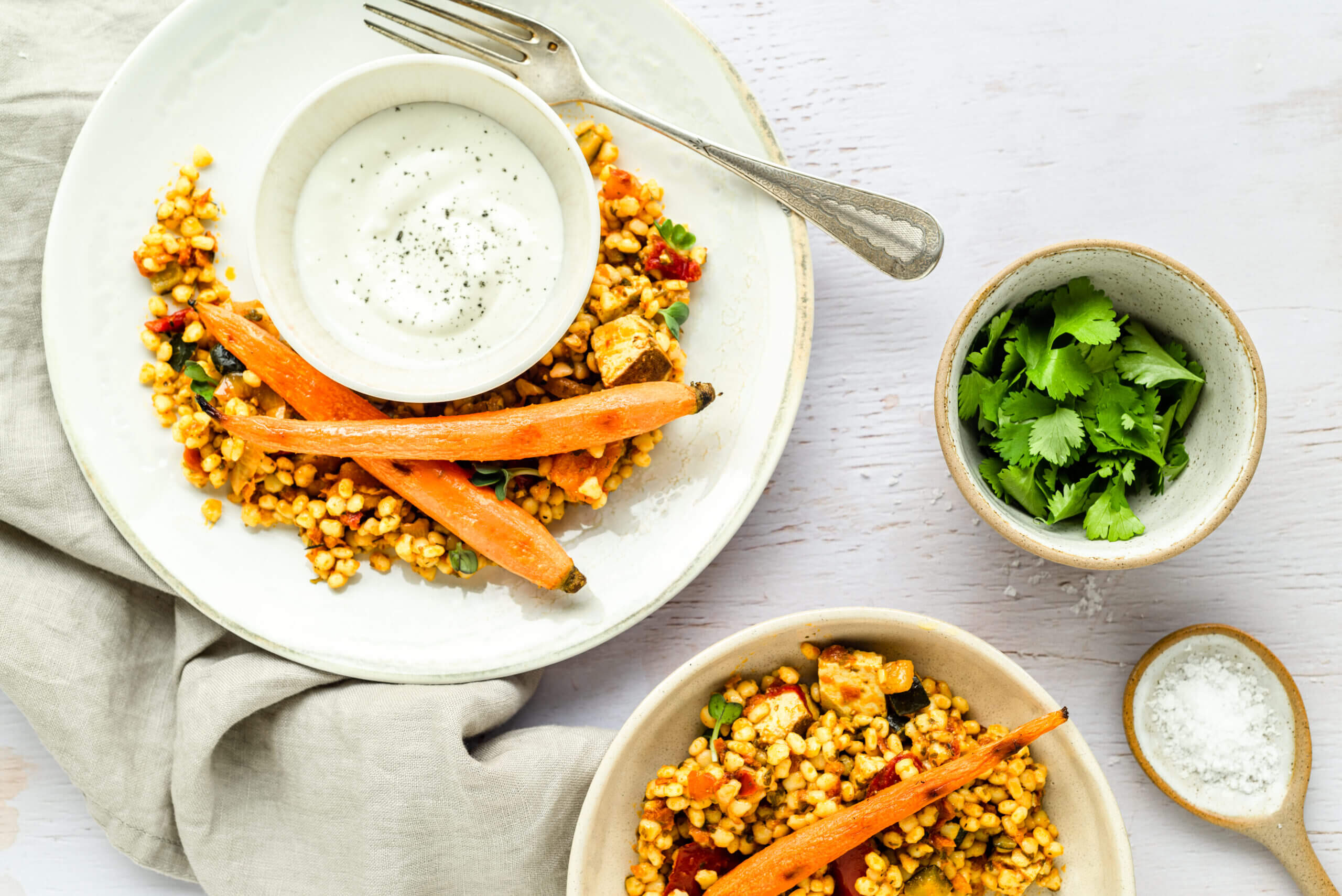 Karotten mit Couscous-Salat-Food Fotografie