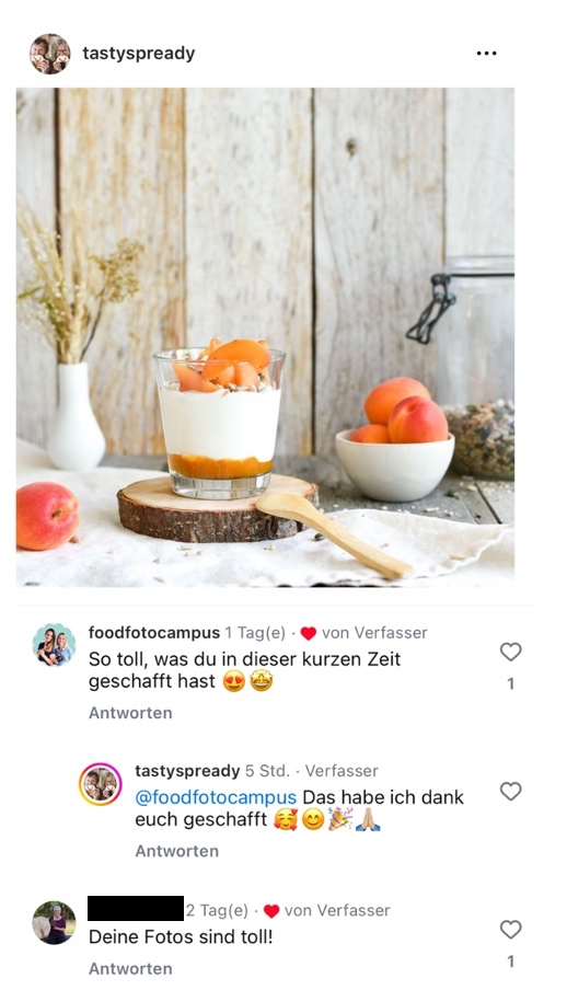 Instagram-Screenshot-positives Feedback auf Food Fotos